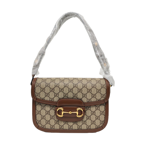 Horsebit 1955 Medium Monogram Coated Canvas Beige