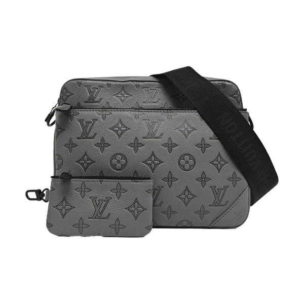 TRIO Monogram Calfskin Gray