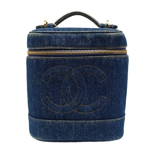 VINTAGE COSMETIC BAGS Quilted Denim Blue