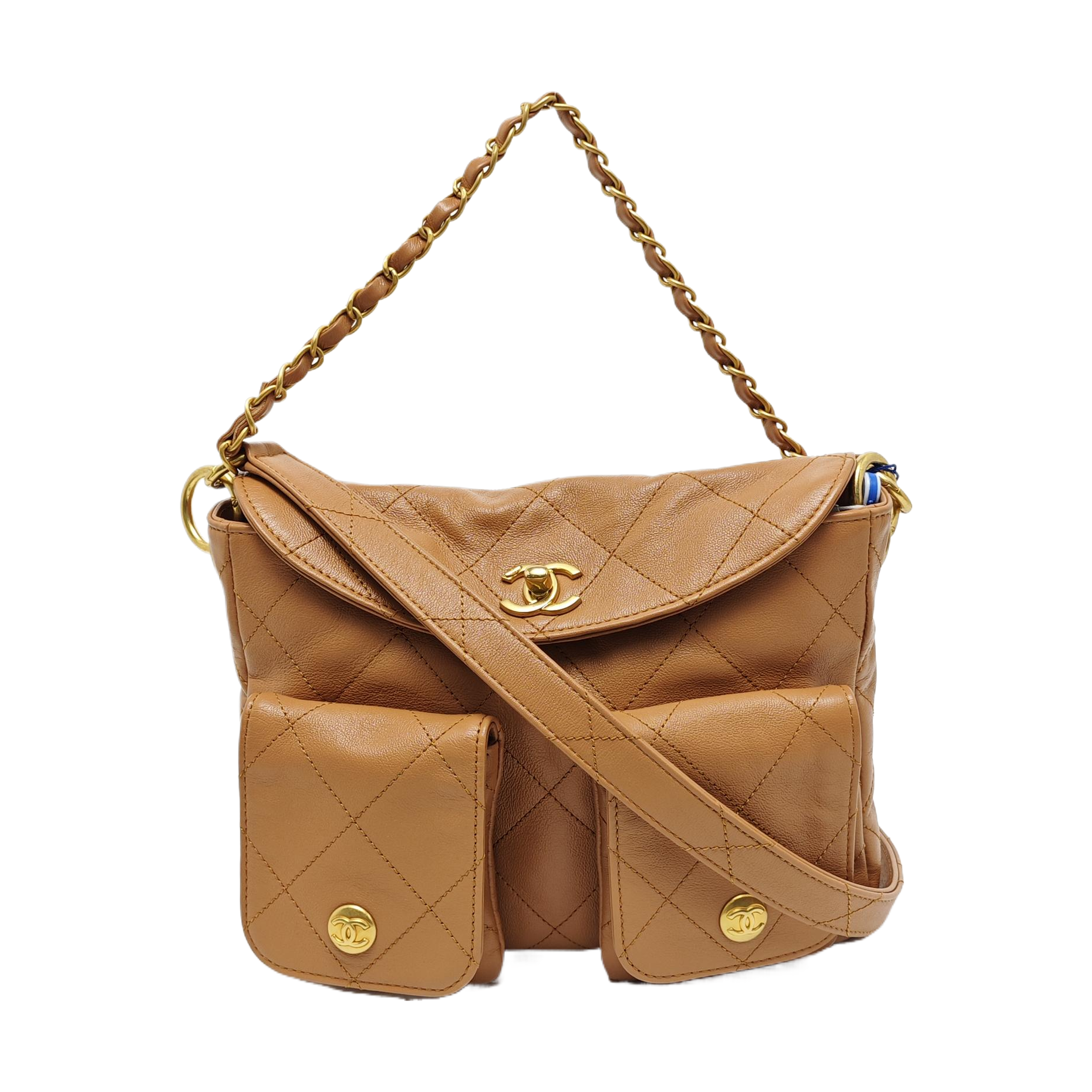 Suppletwins Small Quilted Calfskin Brown