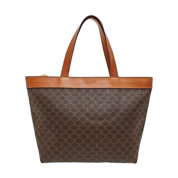 Coated Canvas Top Handle Bag Brown