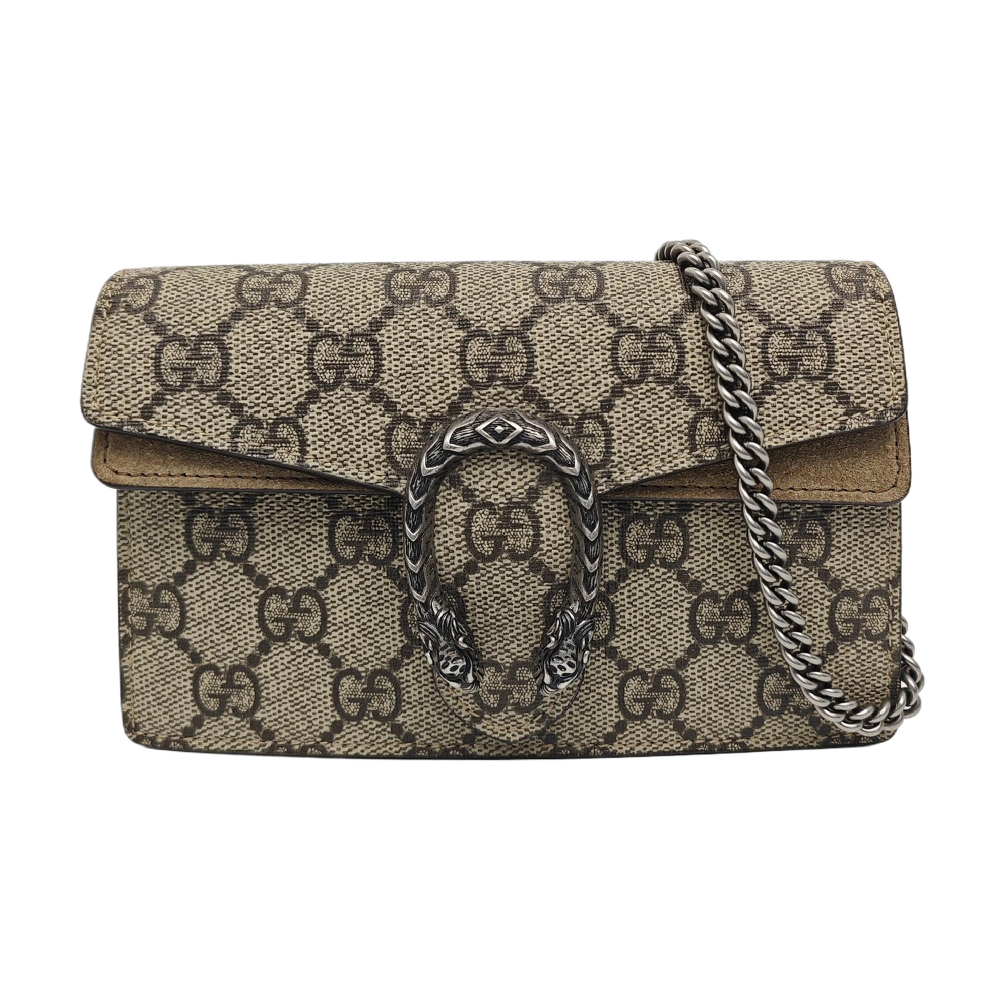 Dionysus Super Mini Monogram Coated Canvas Beige