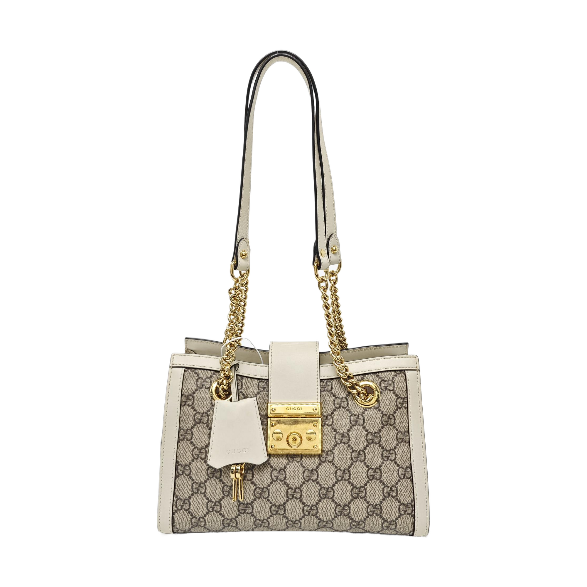 Padlock Small Monogram Coated Canvas Beige