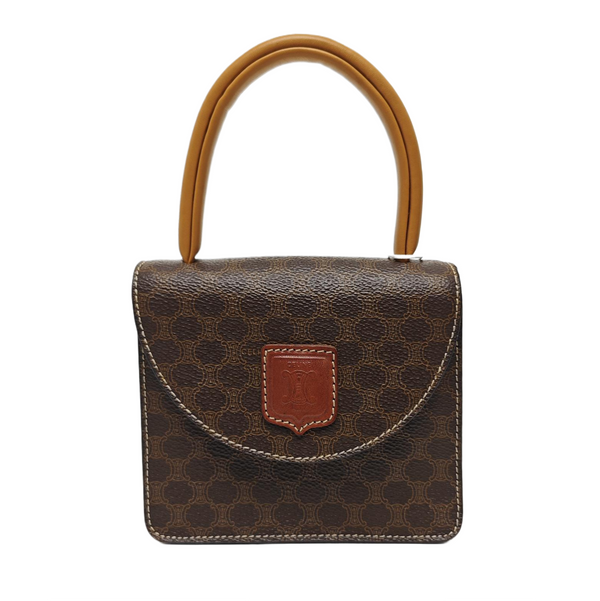 Coated Canvas Top Handle Bag Brown
