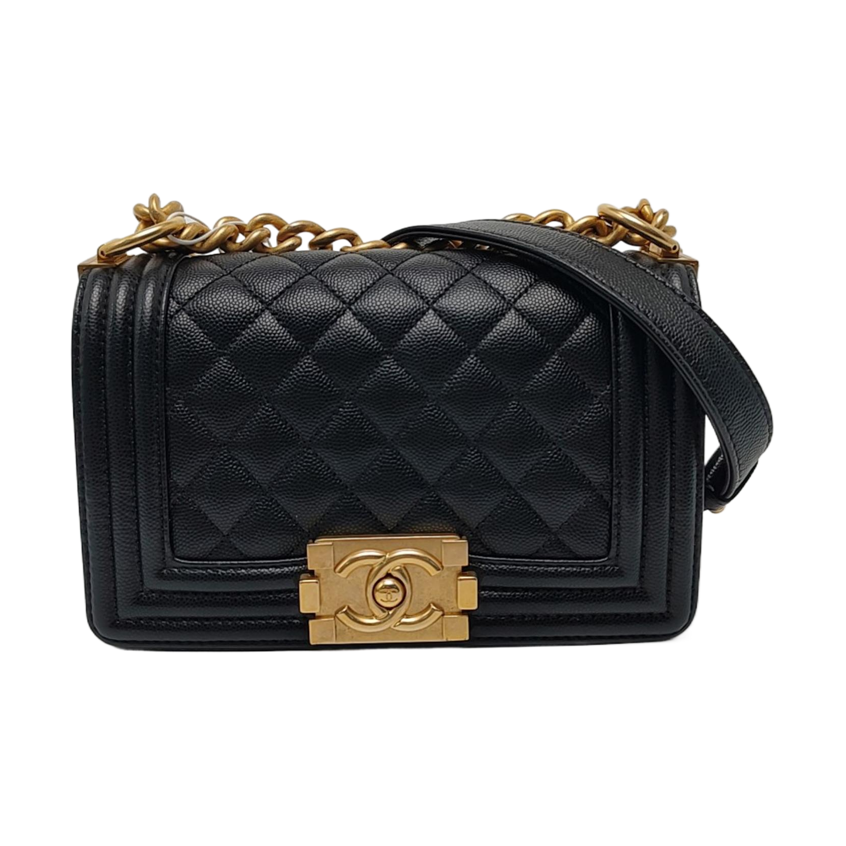 BOY CHANEL Small Quilted Grained Calfskin Black
