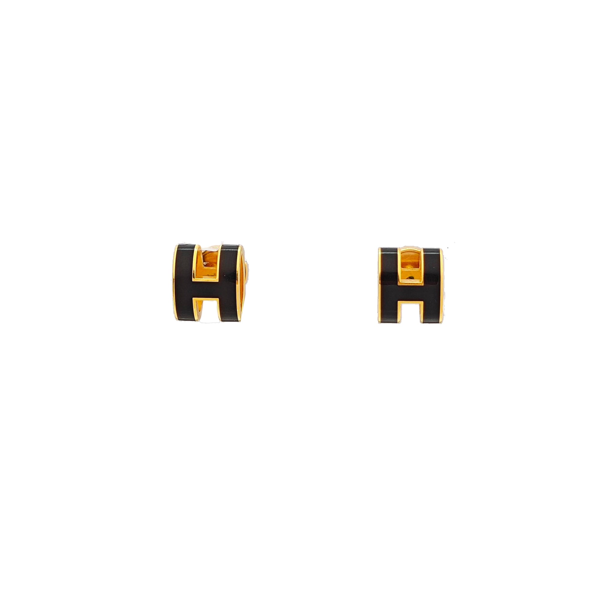 Pop H Metal Black Stud Earrings