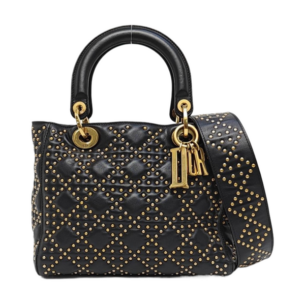 Authenticated pre-owned  Lady Dior Medium Cannage Calfskin Black - Tote Bag at Looply
