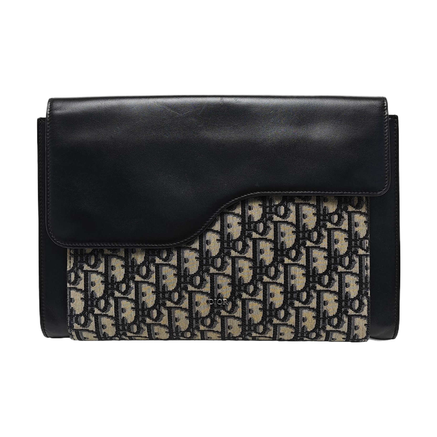 Oblique Canvas Clutch Blue