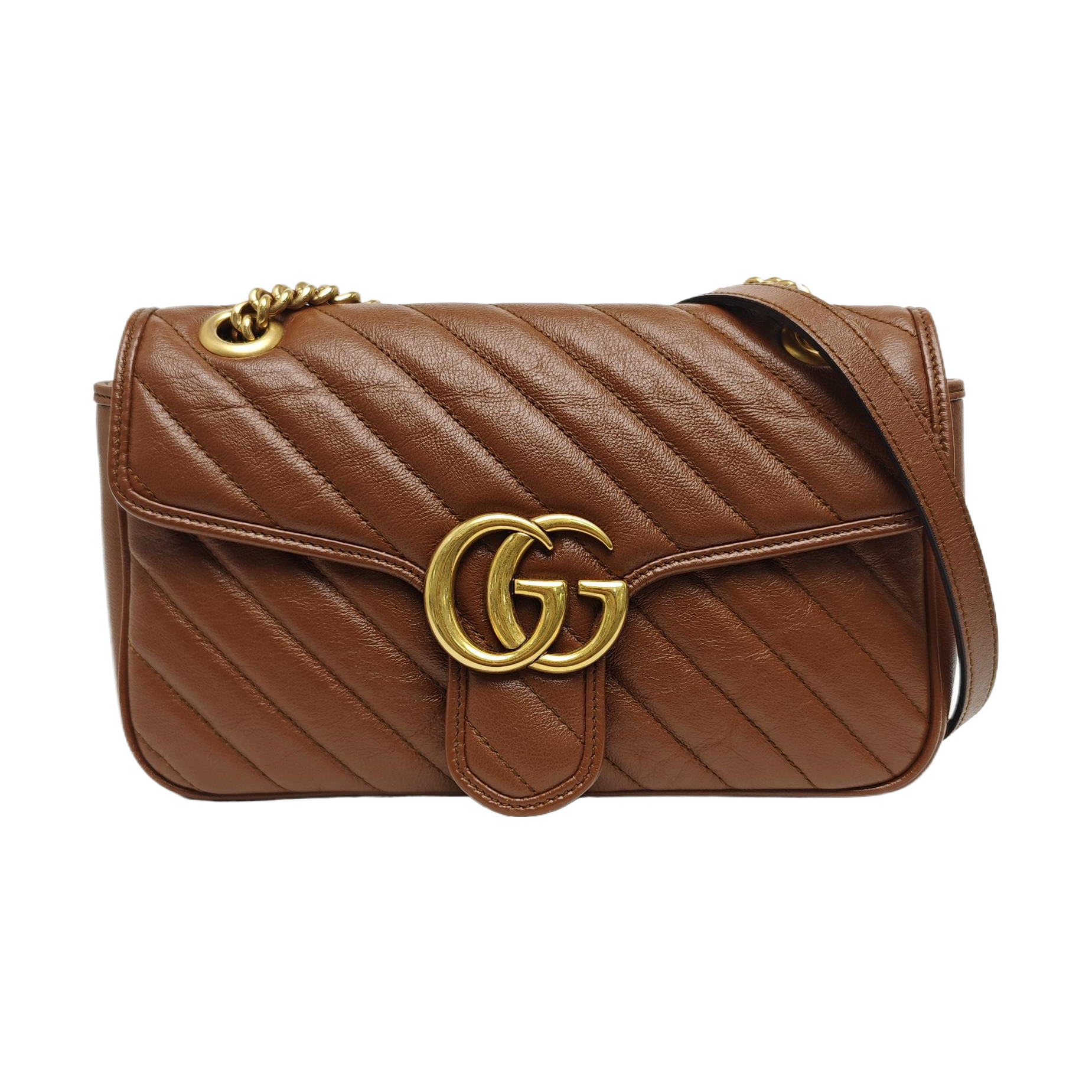 GG Marmont Medium Quilted Calfskin Brown