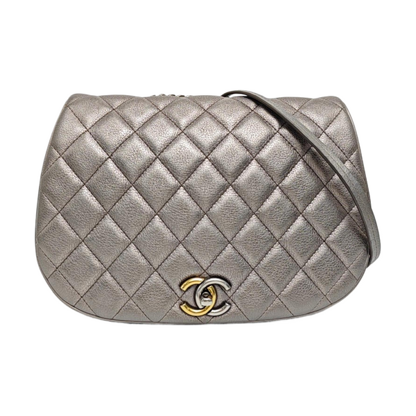 Quilted Grained Calfskin Silver