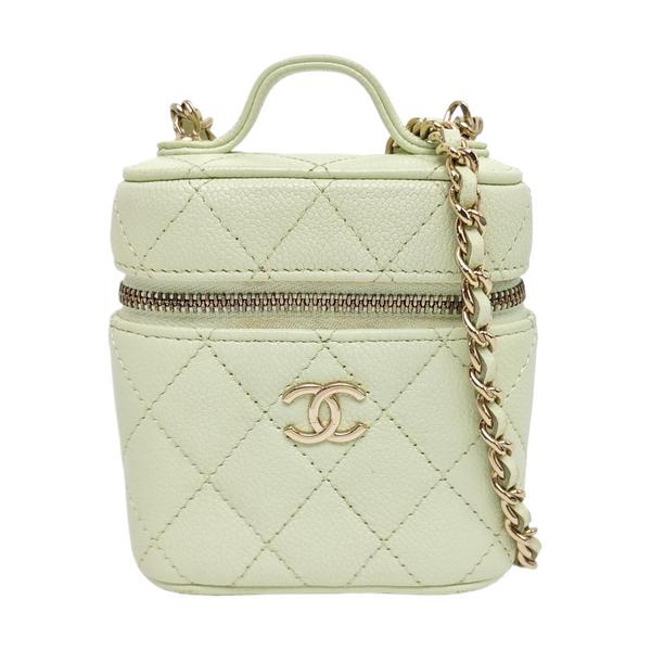 VANITY CASE Mini Quilted Grained Calfskin Green