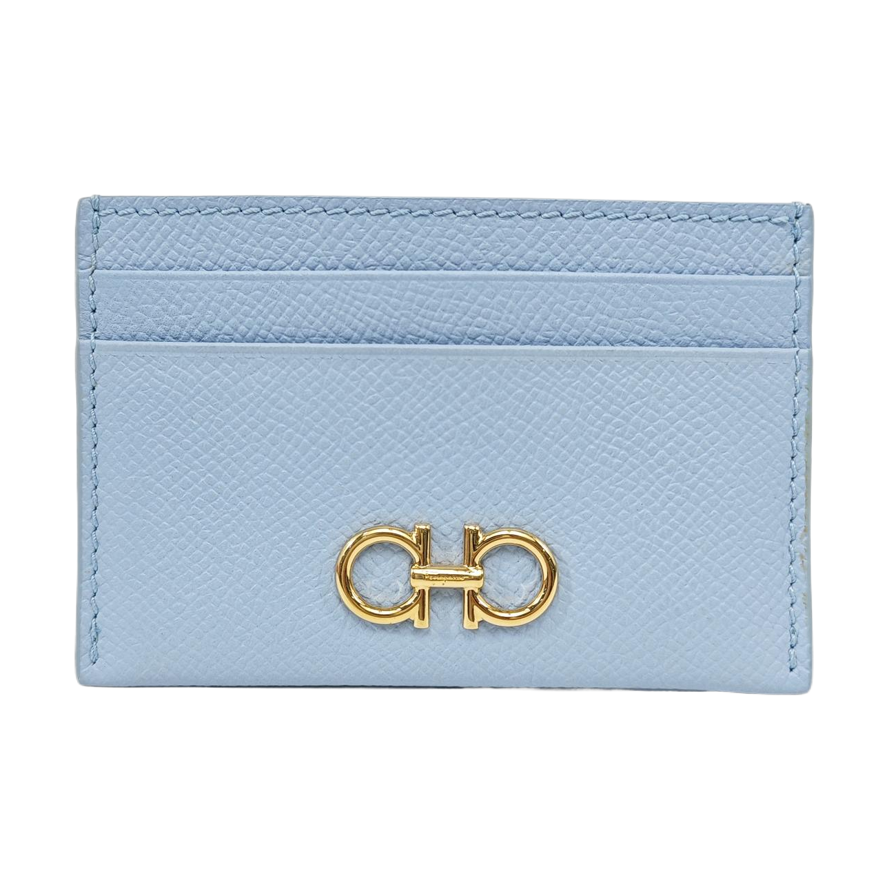 Gancini Calfskin Blue Card Holder