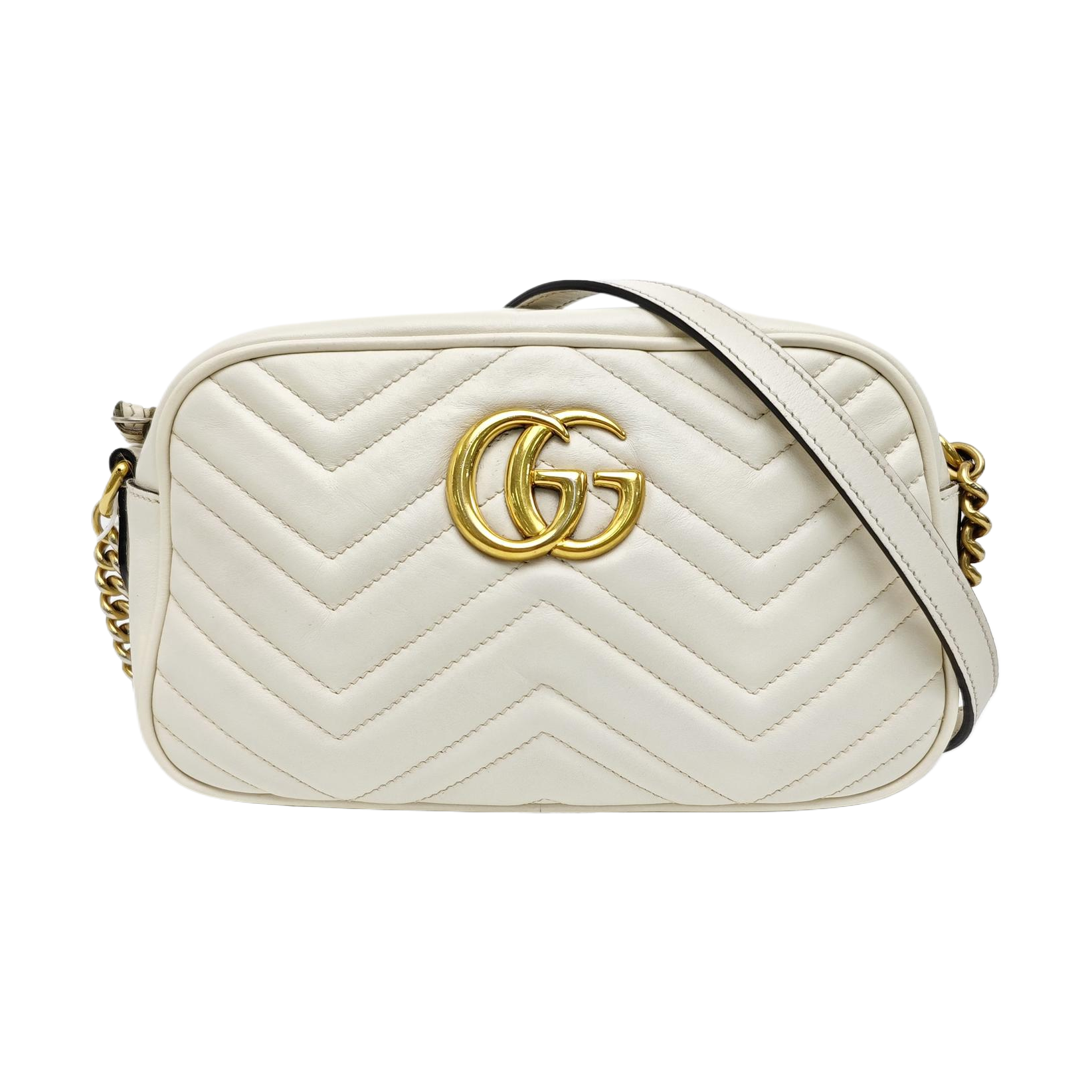 GG Marmont Small Quilted Calfskin White