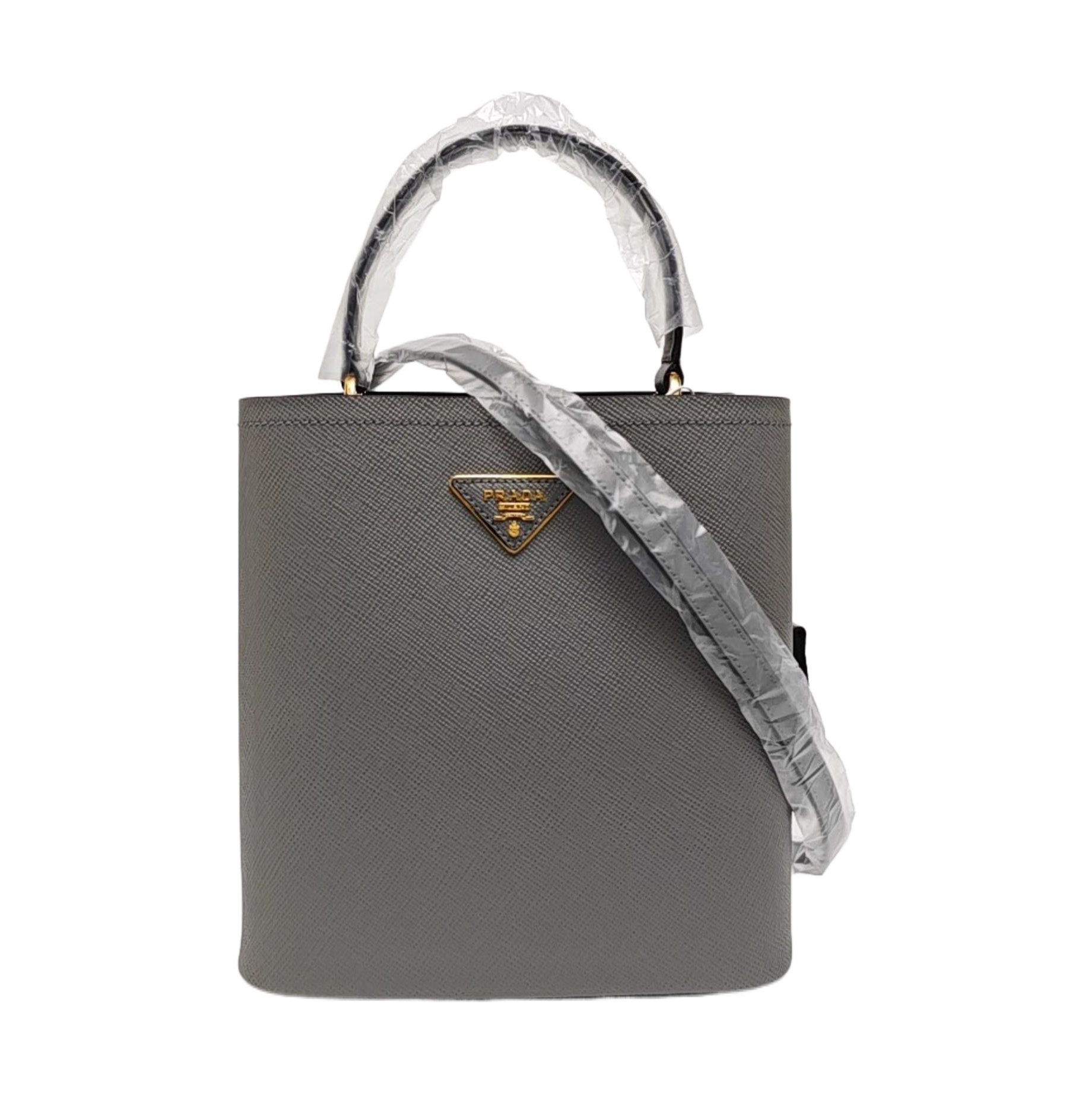 Panier Medium Saffiano Calfskin Gray