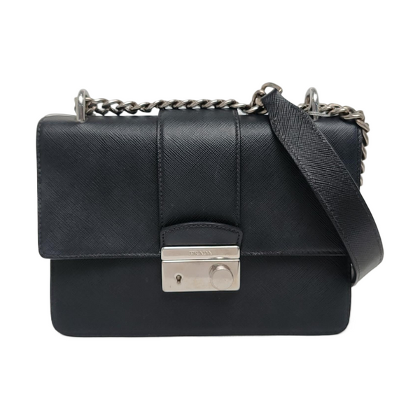Saffiano Calfskin Crossbody Bag Black