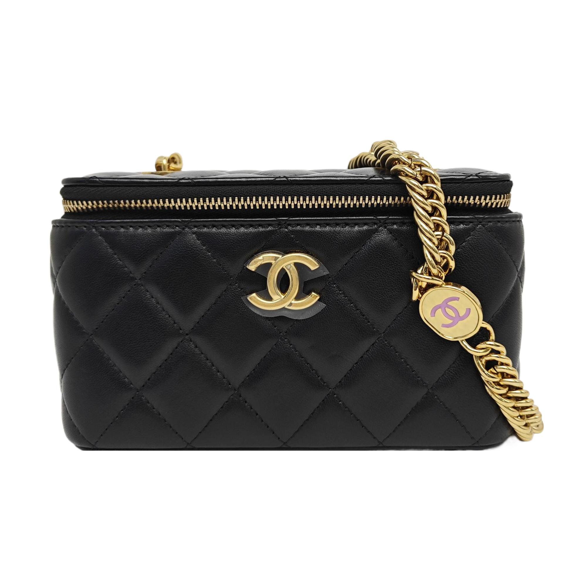 VANITY CASE Medium Quilted Lambskin Black
