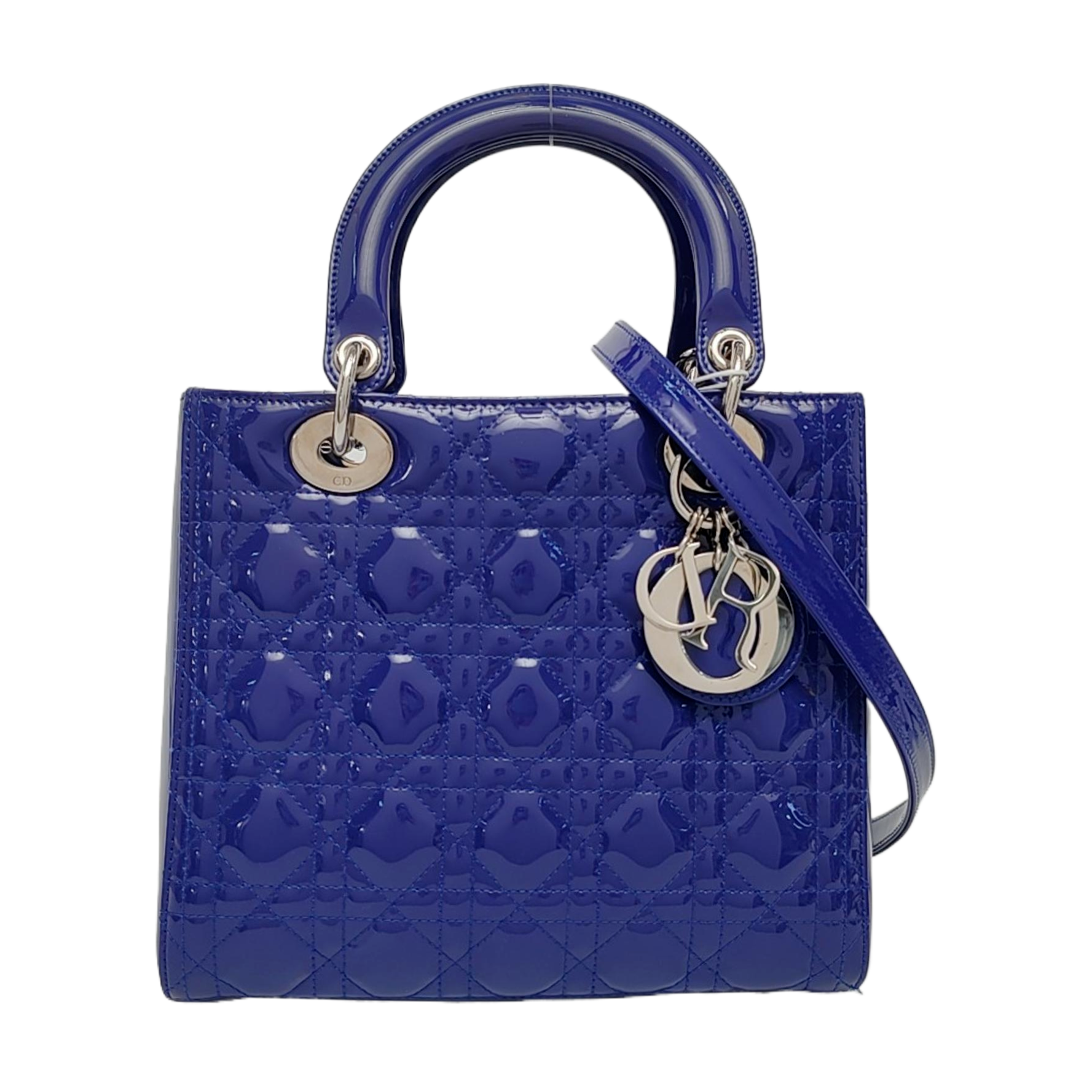 Lady Dior Medium Quilted Patent Leather Blue