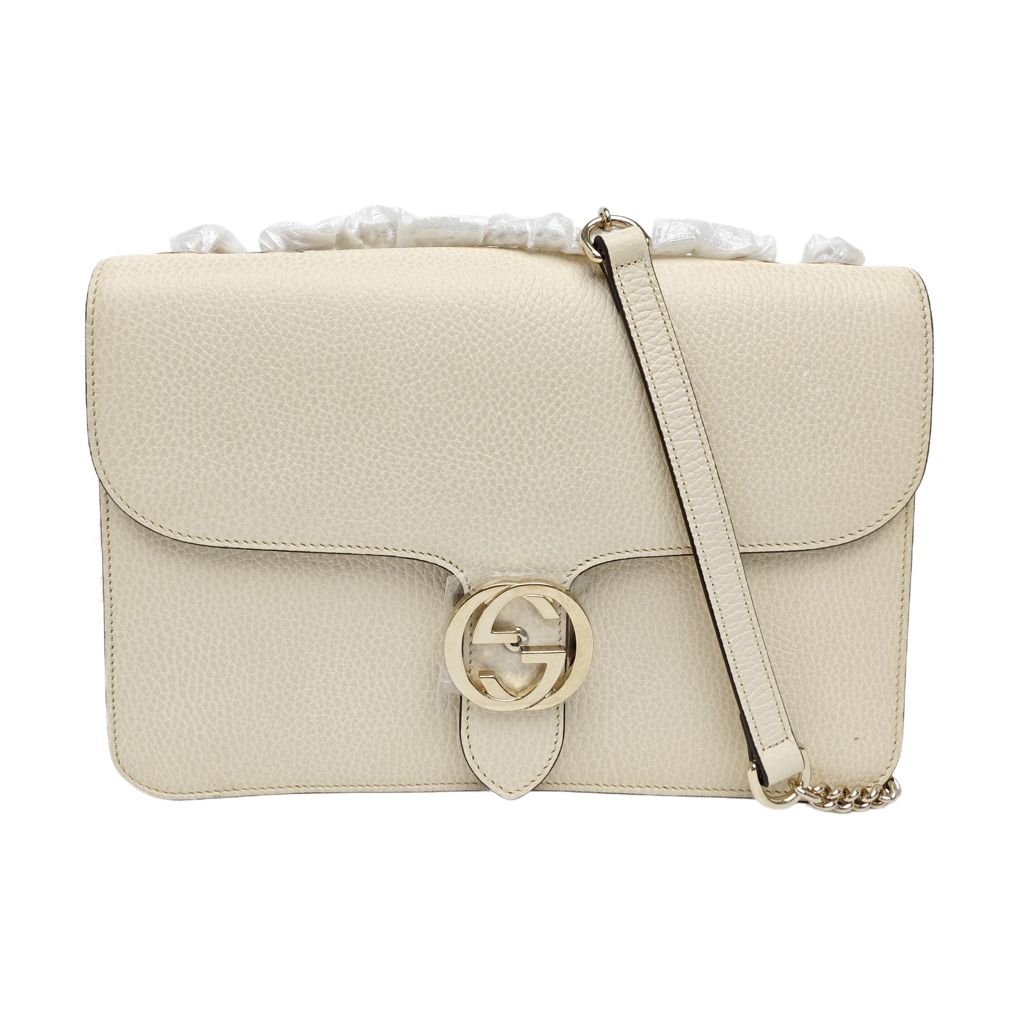 Interlocking G Large Calfskin Beige
