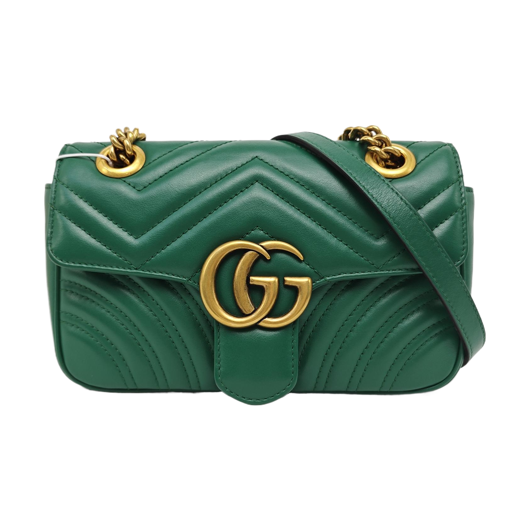 GG Marmont Small Quilted Calfskin Green