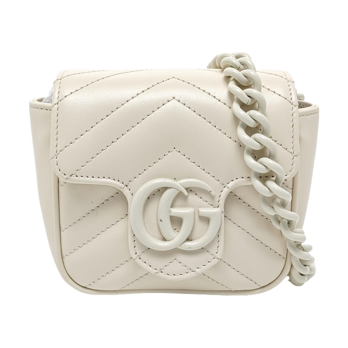 GG Marmont Mini Quilted Calfskin White