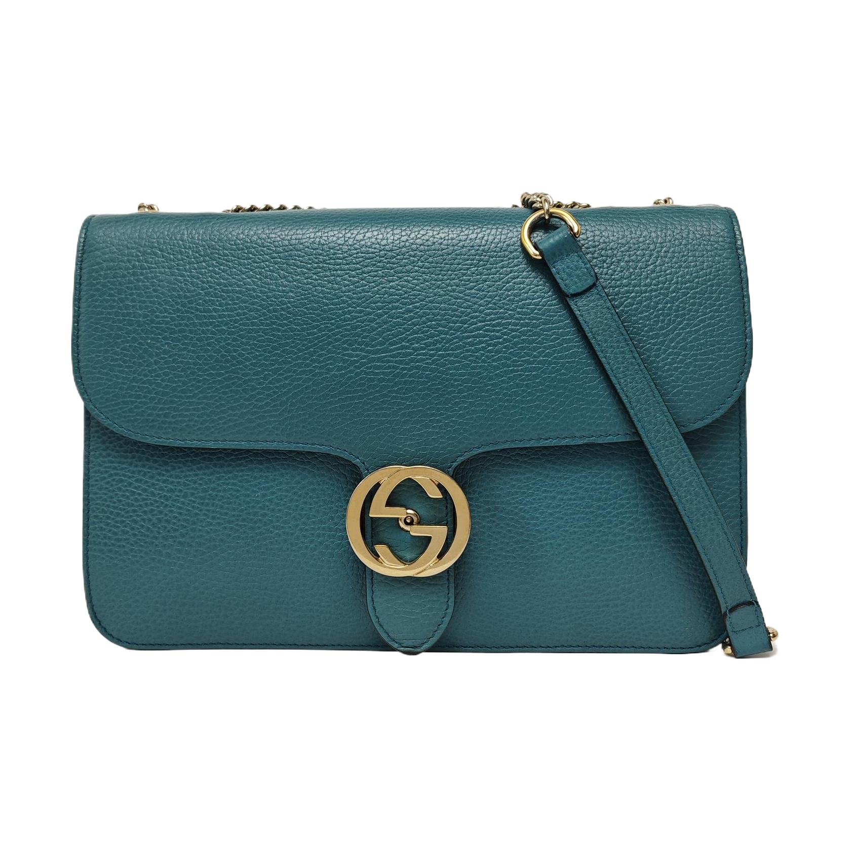Interlocking G Large Calfskin Blue