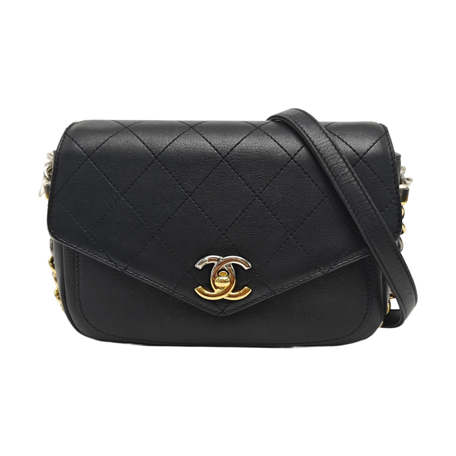 Quilted Calfskin Shoulder Bag Black
