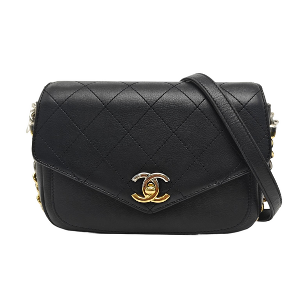 Quilted Calfskin Shoulder Bag Black