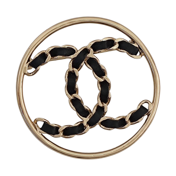 CC Logo Metal Gold Brooch