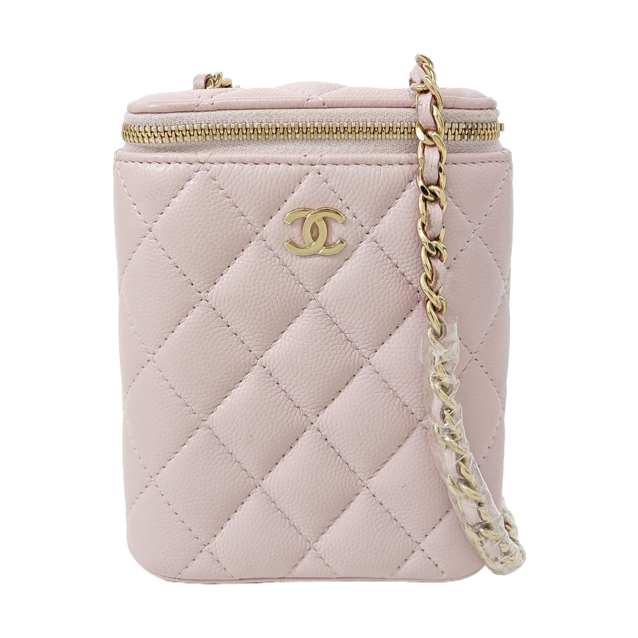 VANITY CASE Mini Quilted Grained Calfskin Pink