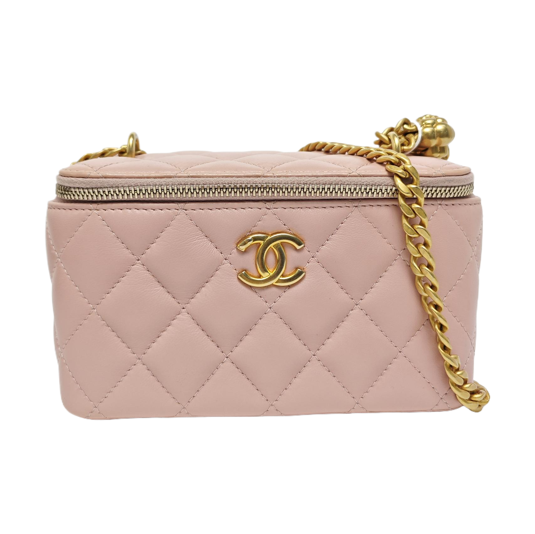 VANITY CASE Small Quilted Lambskin Pink