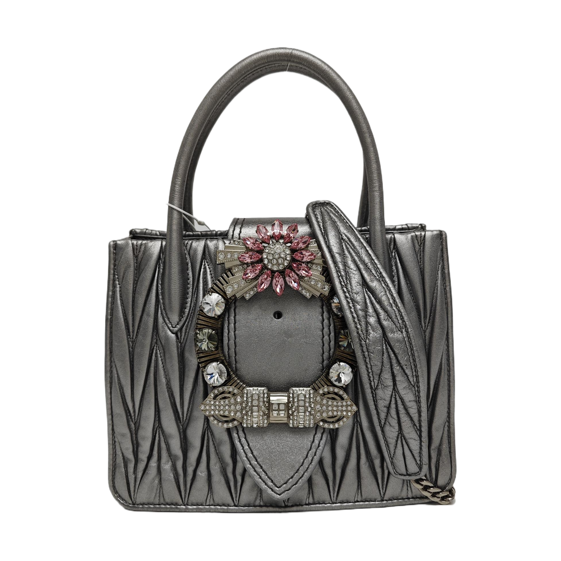 Miu Lady Quilted Lambskin Silver