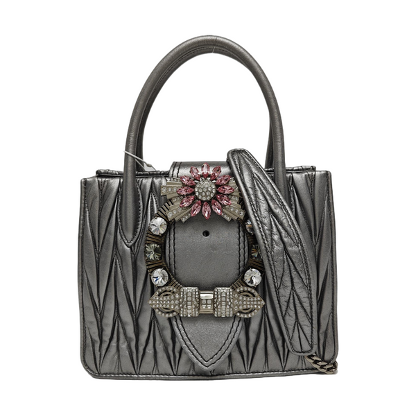 Miu Lady Quilted Lambskin Silver