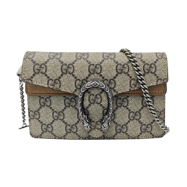 Dionysus Super Mini Monogram Coated Canvas Beige