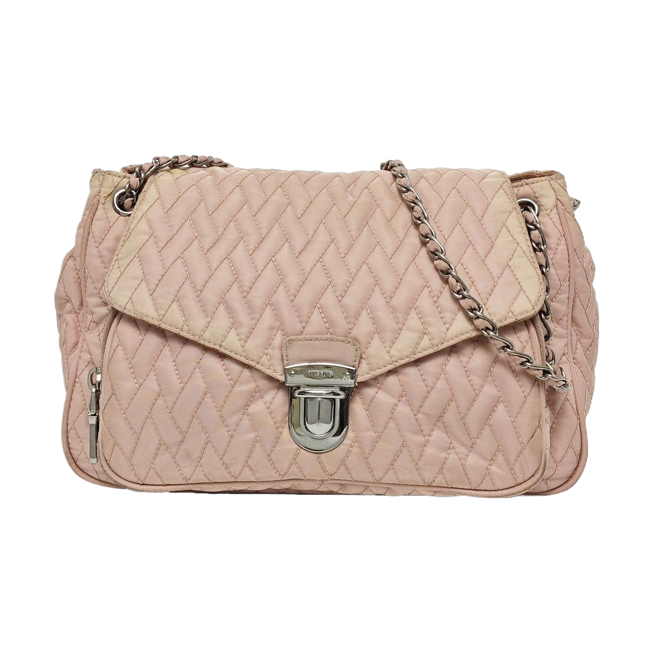 Quilted Nylon Shoulder Bag Pink