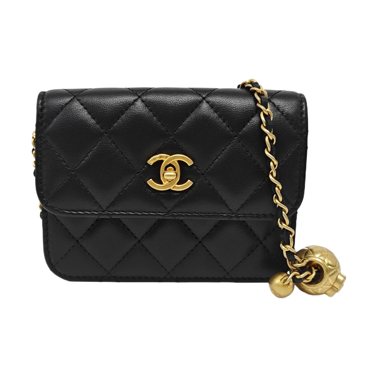Quilted Lambskin Shoulder Bag Black