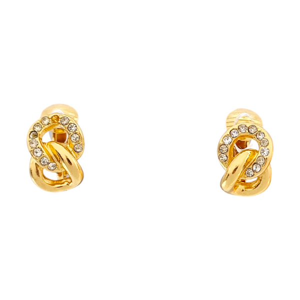 Twist Round Metal Gold Clip On Earrings