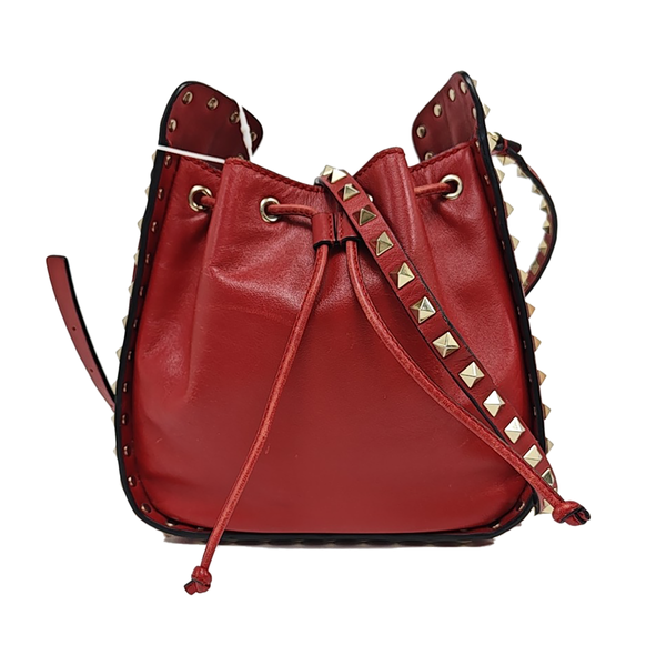 Rockstud Small Calfskin Red