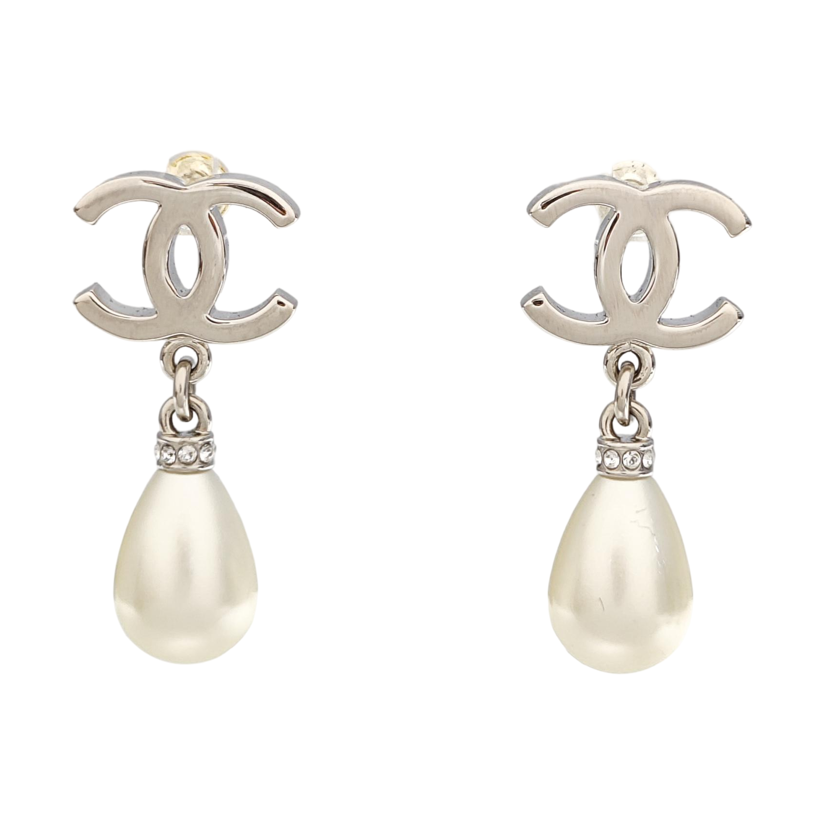 Faux Pearl Silver Earrings