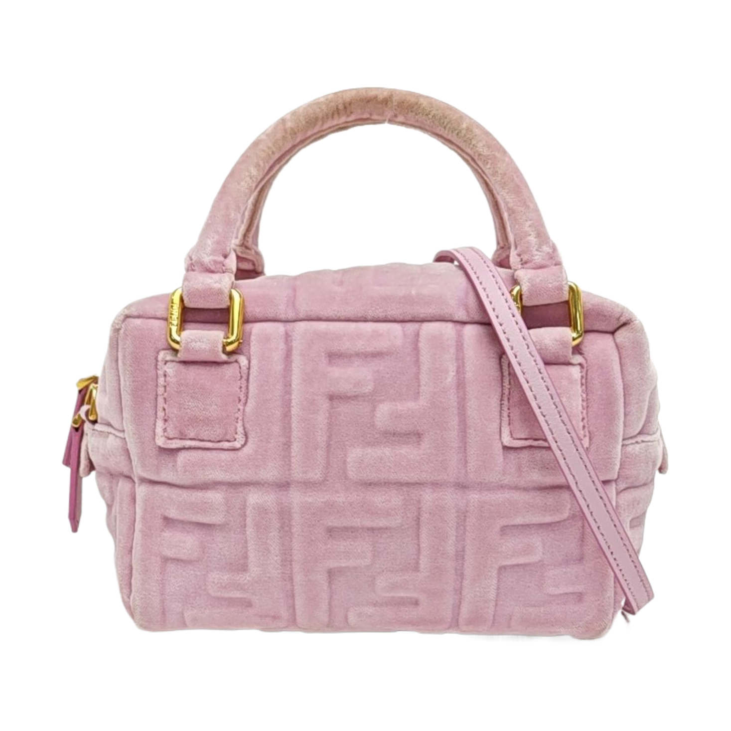Monogram Velvet Crossbody Bag Pink