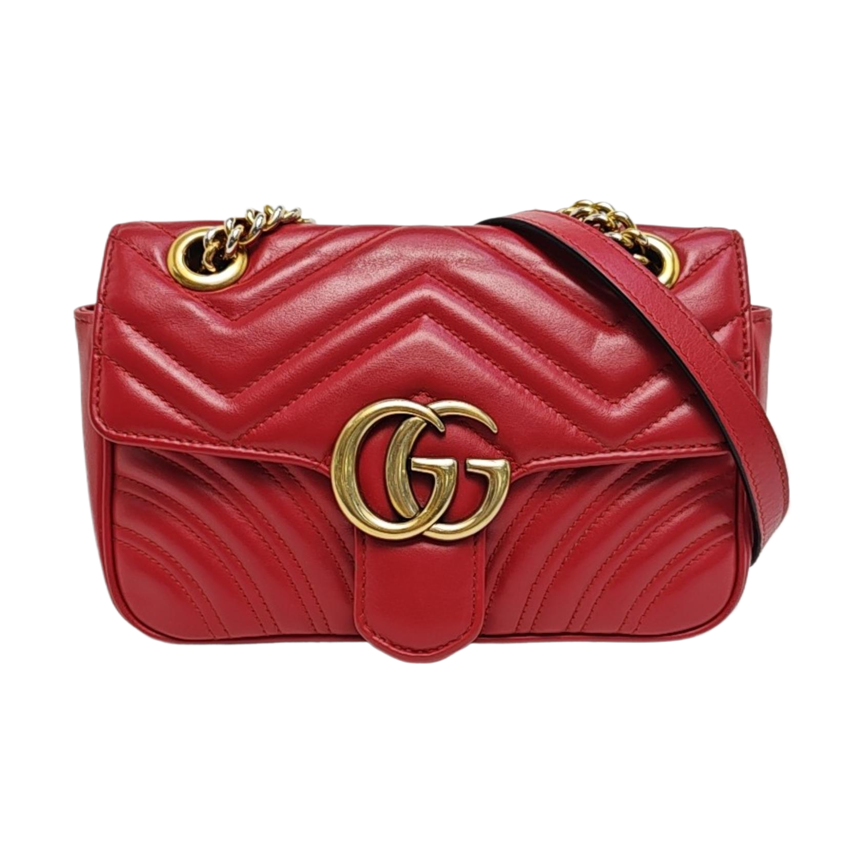 GG Marmont Small Quilted Calfskin Red
