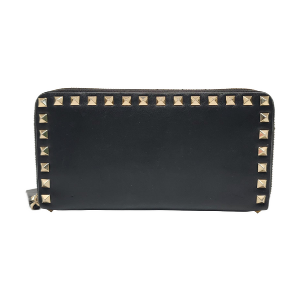 Rockstud Calfskin Black Wallet