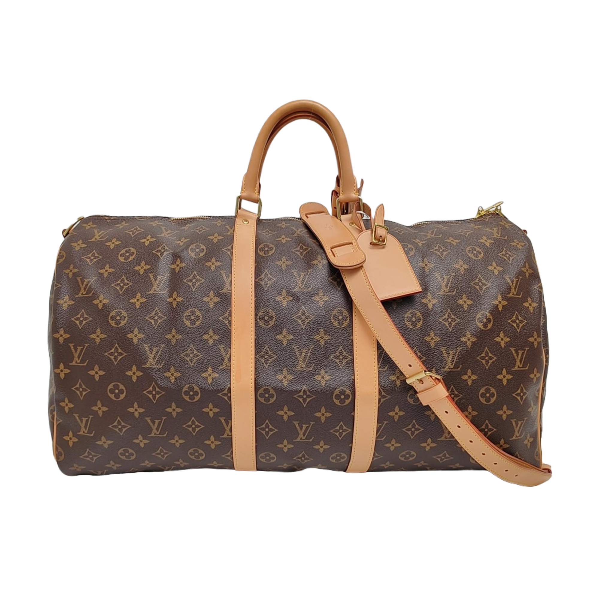 KEEPALL 55 Monogram Coated Canvas Brown