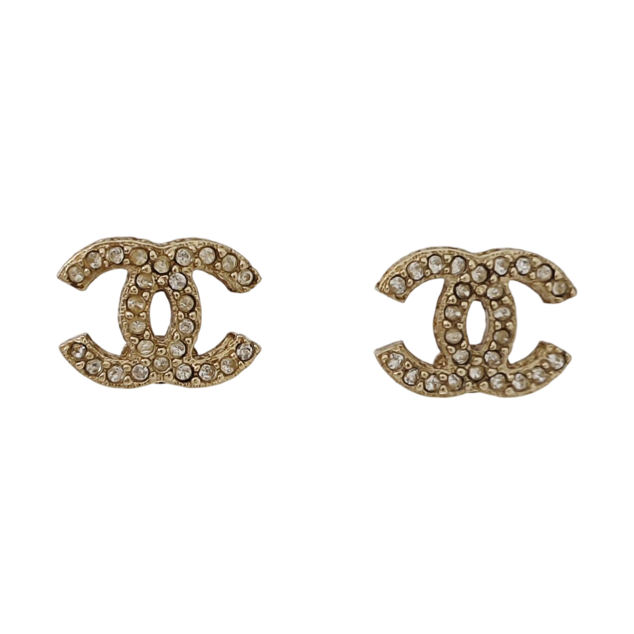 CC Logo Metal Gold Stud Earrings