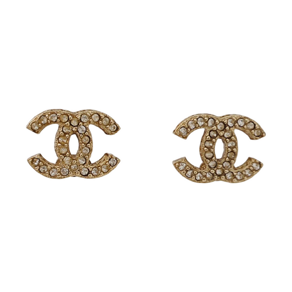 CC Logo Metal Gold Stud Earrings