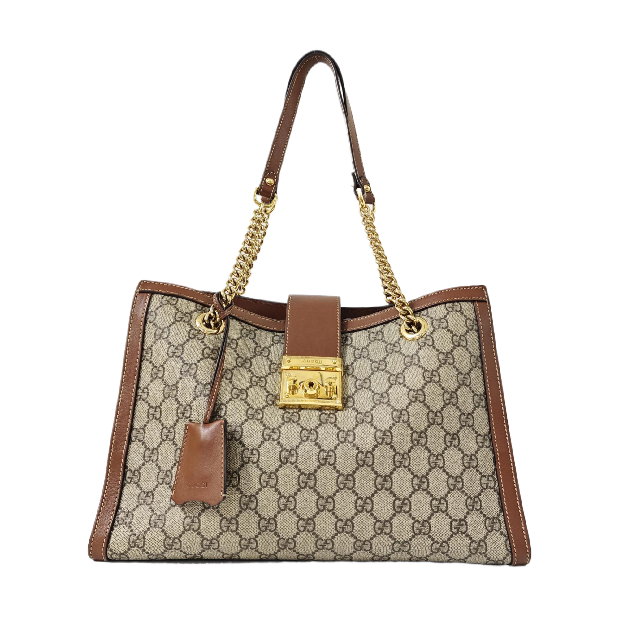 Padlock Medium Monogram Coated Canvas Beige