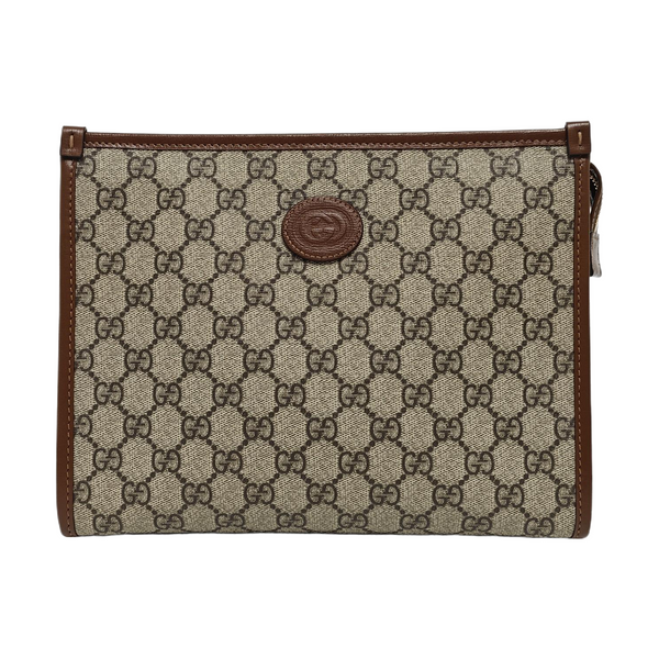 Monogram Coated Canvas Clutch Beige