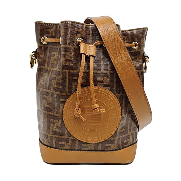Coated Canvas Bucket Bag Brown