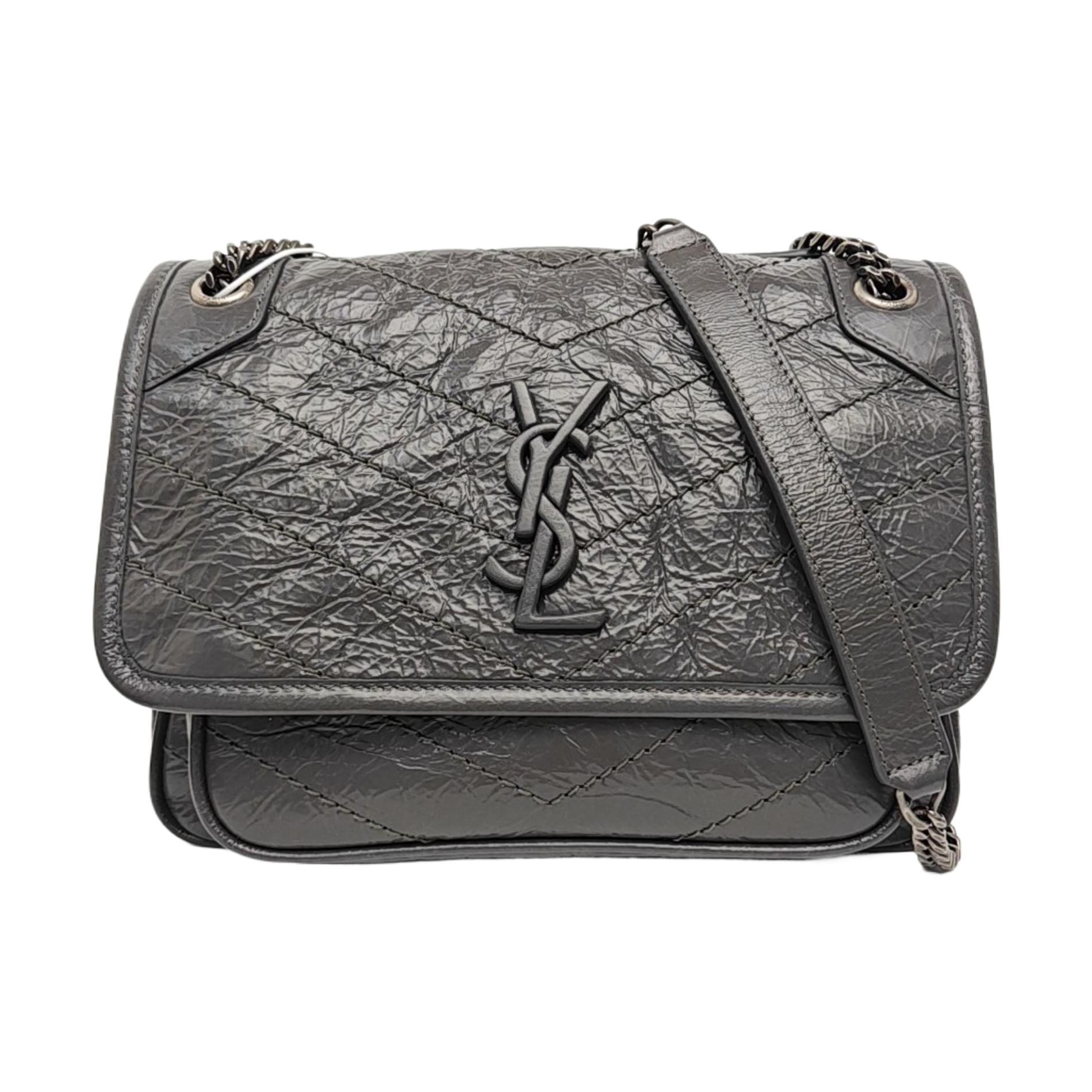 NIKI Small Chevron Calfskin Gray