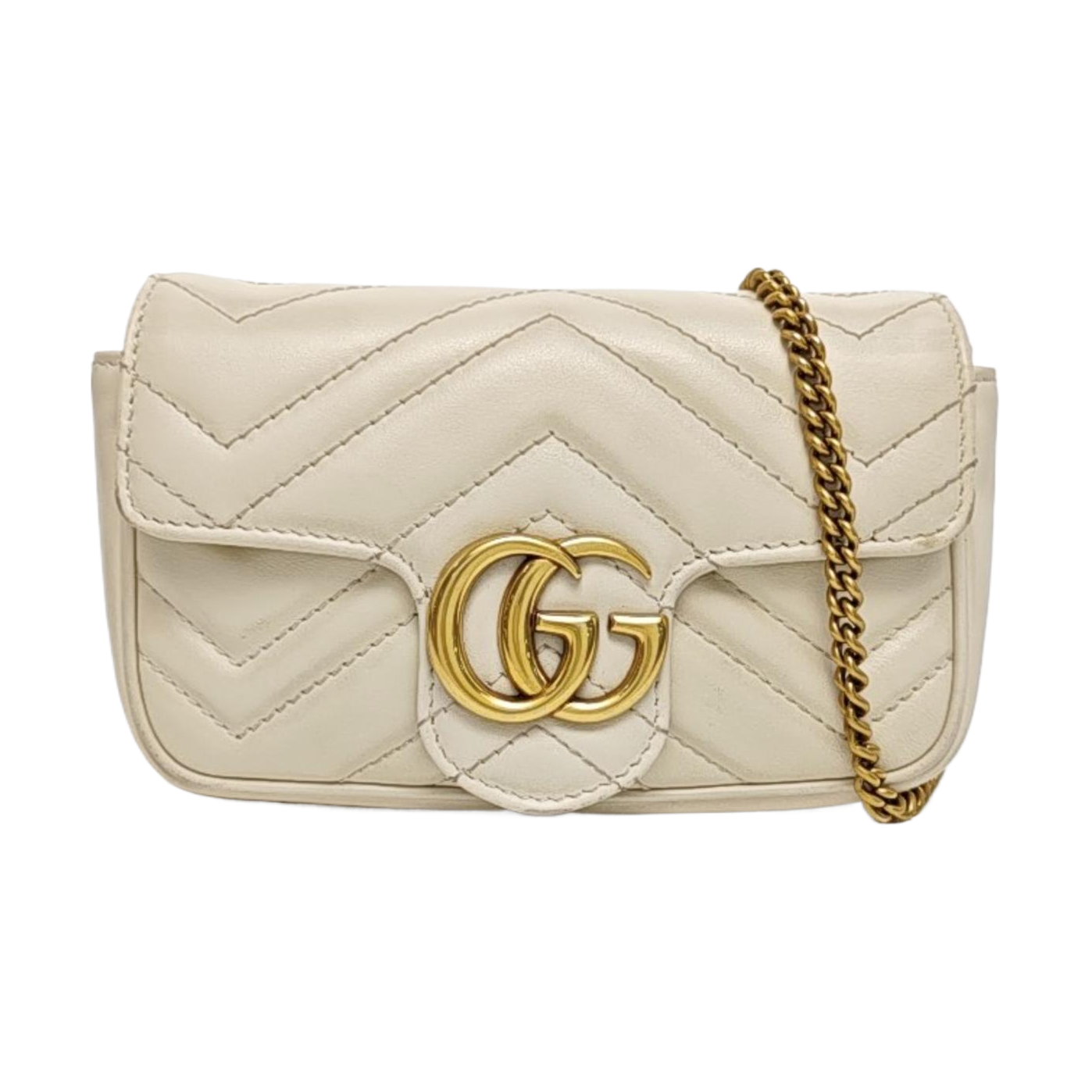 GG Marmont Mini Quilted Calfskin White