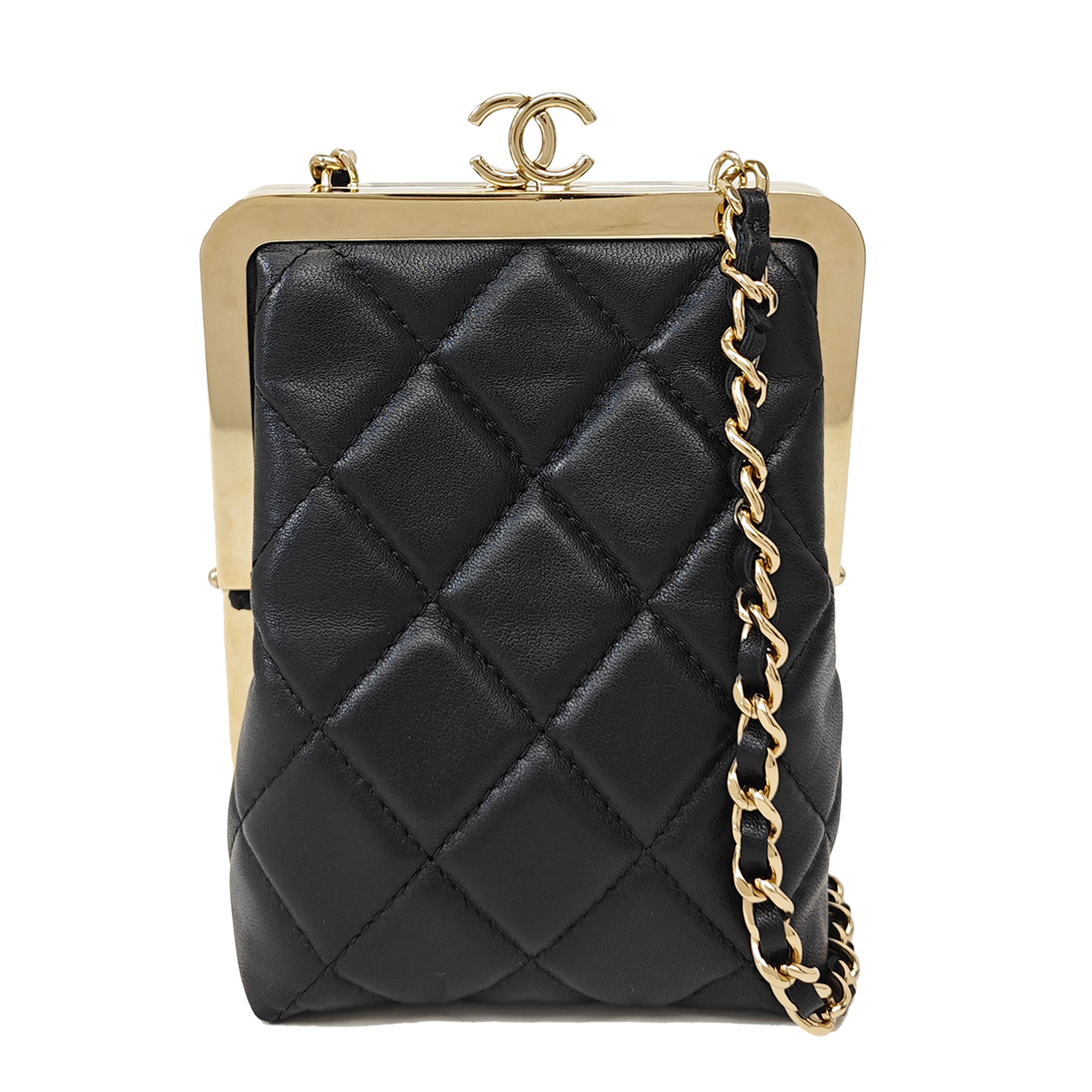 Quilted Lambskin Shoulder Bag Black